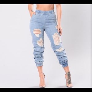 Fashion Nova denim joggers